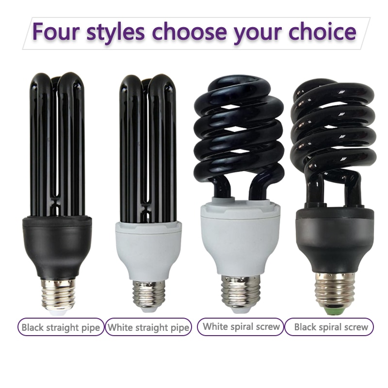 Quartz Glass Lamp Tube Household UV Straight/Spiral Black Energy Saving Ultraviolet Disinfection Sterilization Lamp