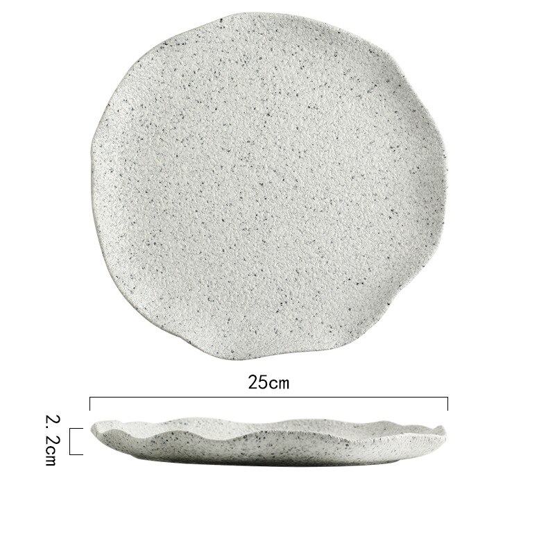 Nordic Granite Texture Ceramic Plate Dishes Irregular Western Food Dinner Plates Dessert Dish Soup Bowls Home Tableware: F-25x25x2.2cm
