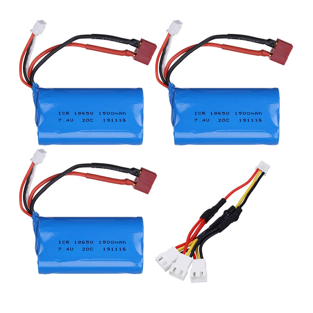 Batteria 7.4v 2S per 1001 1002 HB ZP1001 HB ZP1002 accessori auto telecomando 7.4v 1500mah batteria li-po 20C 18650 T spina: 3pcs 3in1