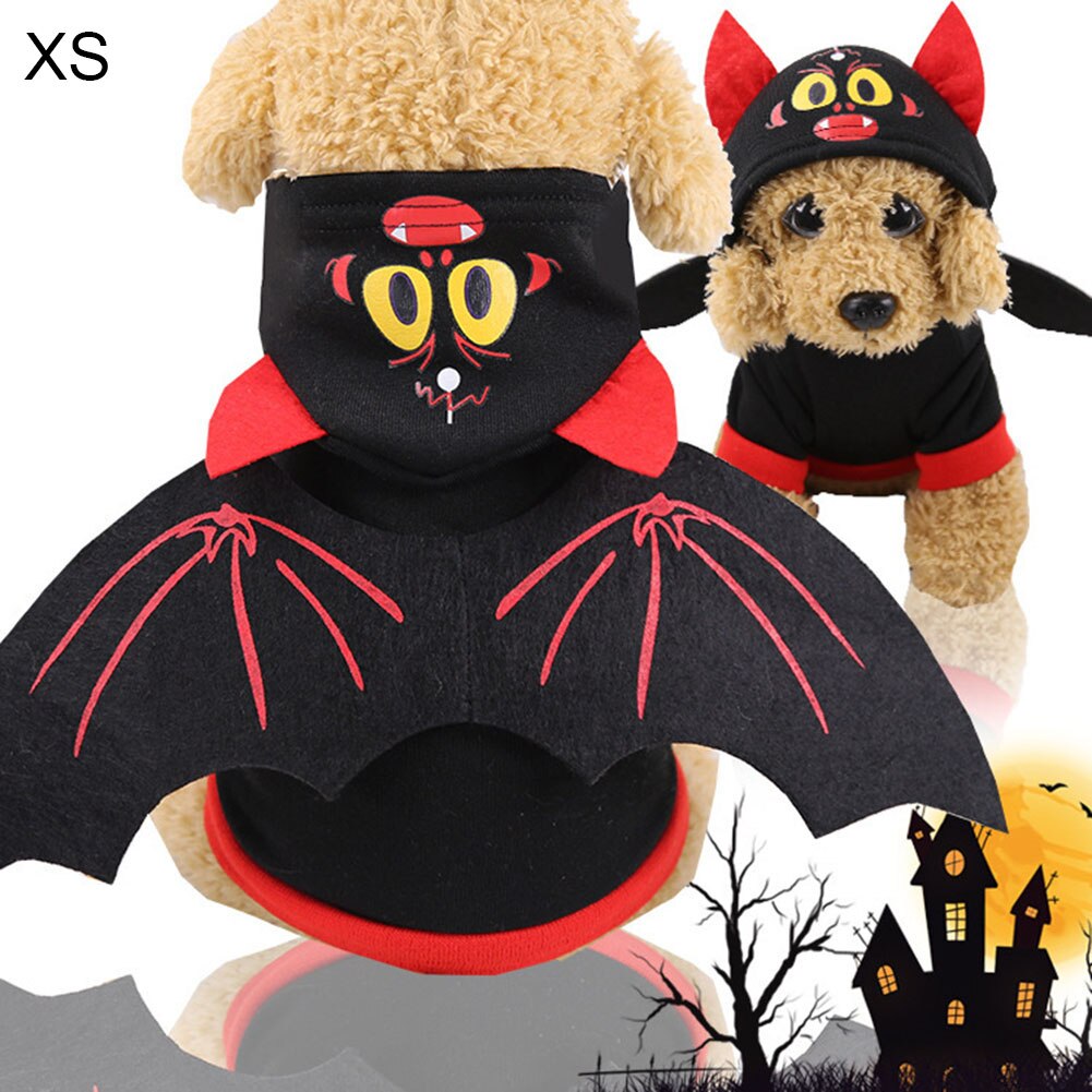 Kæledyr Hund Flagermus Kostume Frakke - Halloween Fest Hættetrøjer Tøj - Rollespil Kæledyr Forsyninger: Sort
