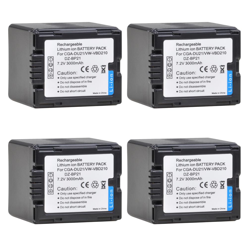 3000mAh CGA-DU12 CGA-DU14 VW-VBD140 DU14 CGA-DU21 Batteria per Panasonic VDR-D210 D220 D250 D258 NV-GS330 GS400 GS408 GS500 GS508: 4 battery