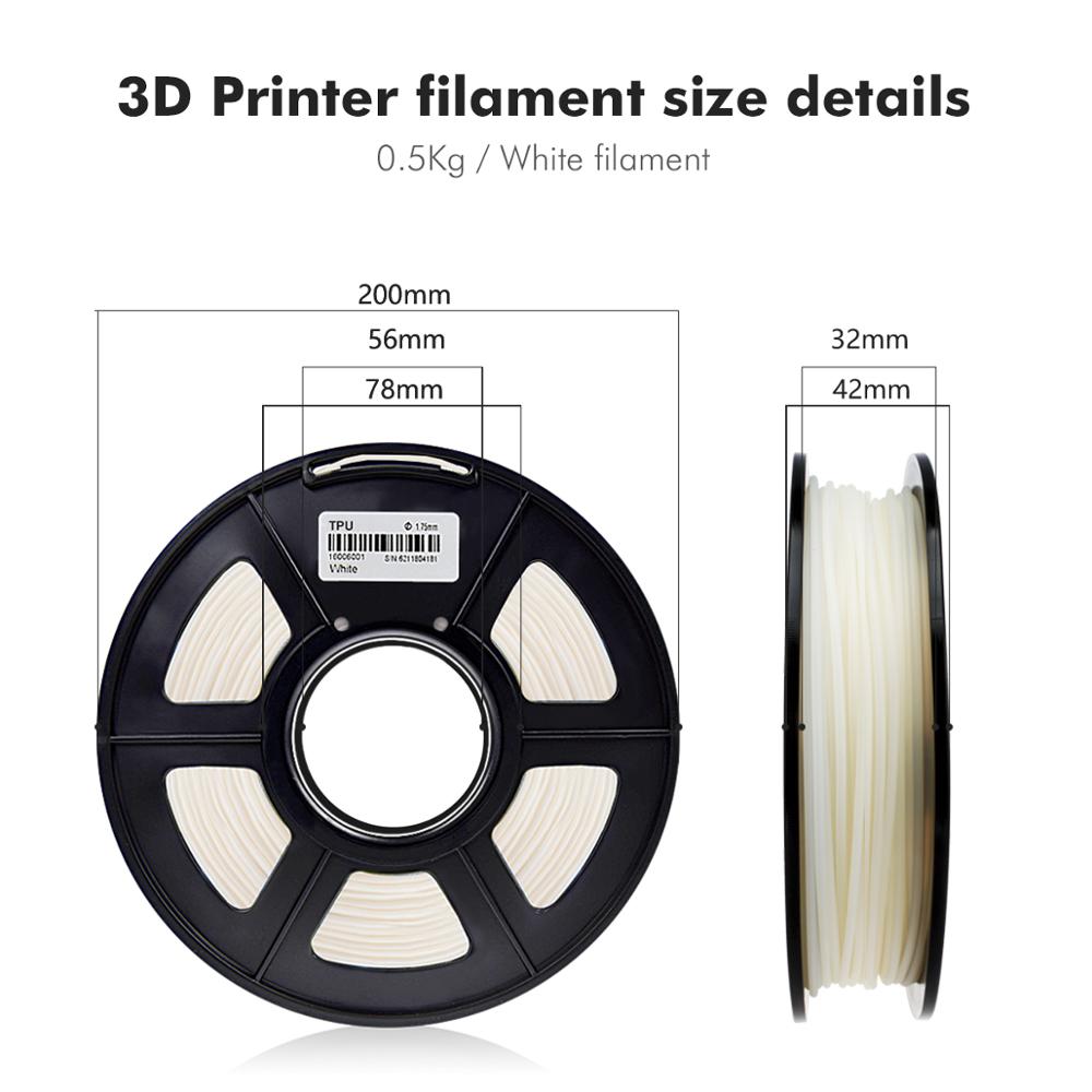 Ennotepad flexibel 3d printerfilament tpu filament 1.75 mm 0.5kg spoel  in 95a shore hardheid 100%  geen bubbels