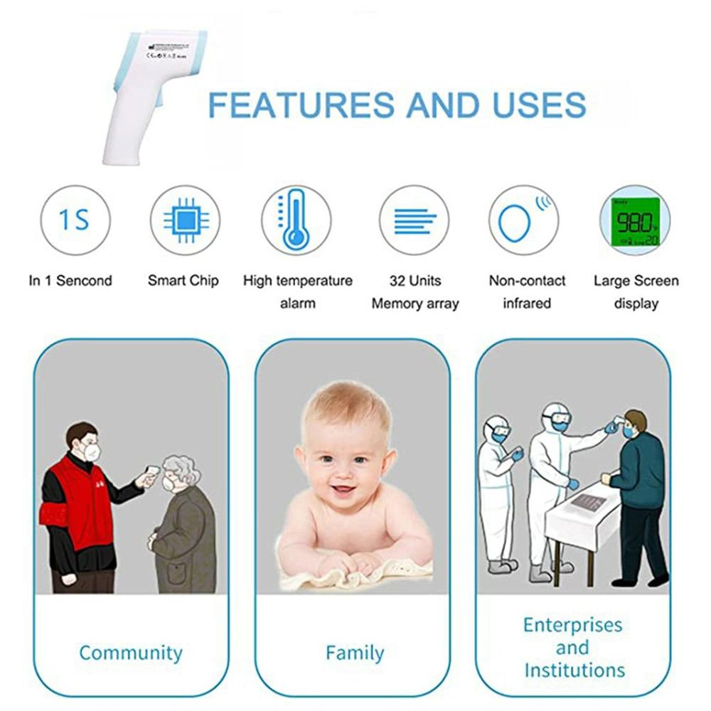 Electronic Thermometer No Contact Forehead Temperature Accurate Measurement Handheld Infrared Thermometer