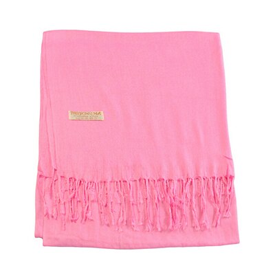Kvinder vinter tørklæde tyk varm pashmina indpakning store lange sjal efterligning kashmir dame solide kvaster tørklæder 3083: Lyserød