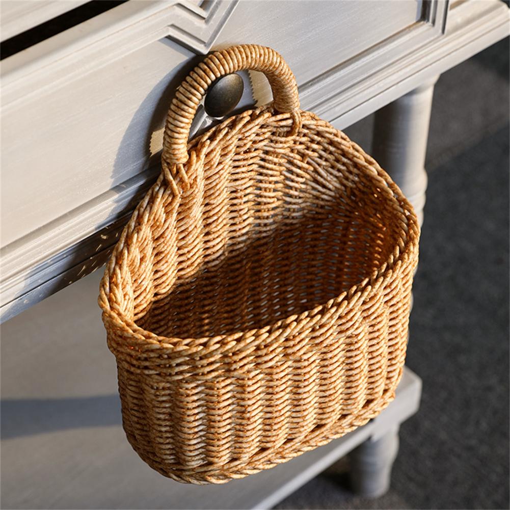 Panier de rangement suspendu en rotin tissé, support mural Durable, panier de rangement en osier sûr, petit panier suspendu de décoration
