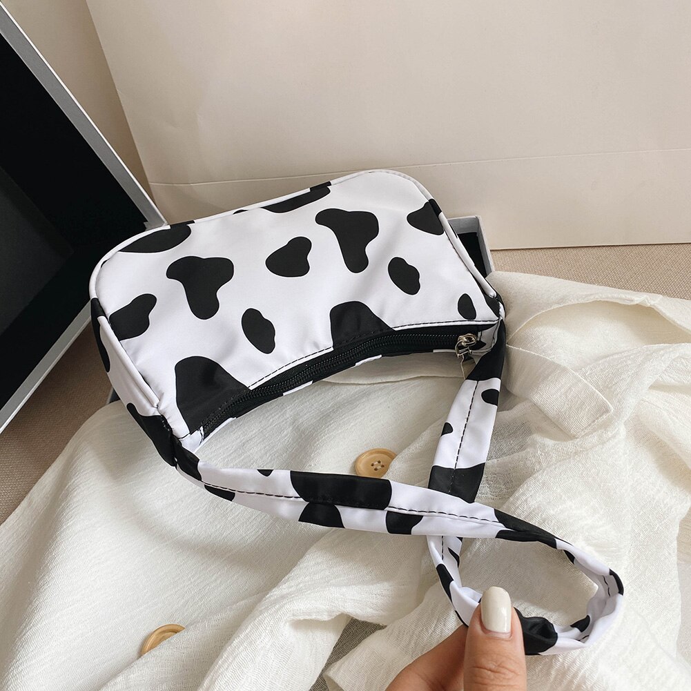 Cow Milk Print Women Handbag Totes Female Casual Underarm Shoulder Bags Popular Simple Female Daily Bag