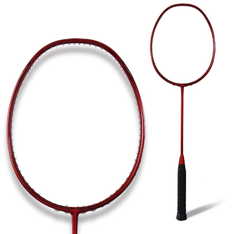 Carbon Badminton Racket Single Shot Men And Women Training Badminton Racket With Racket Bag: Red