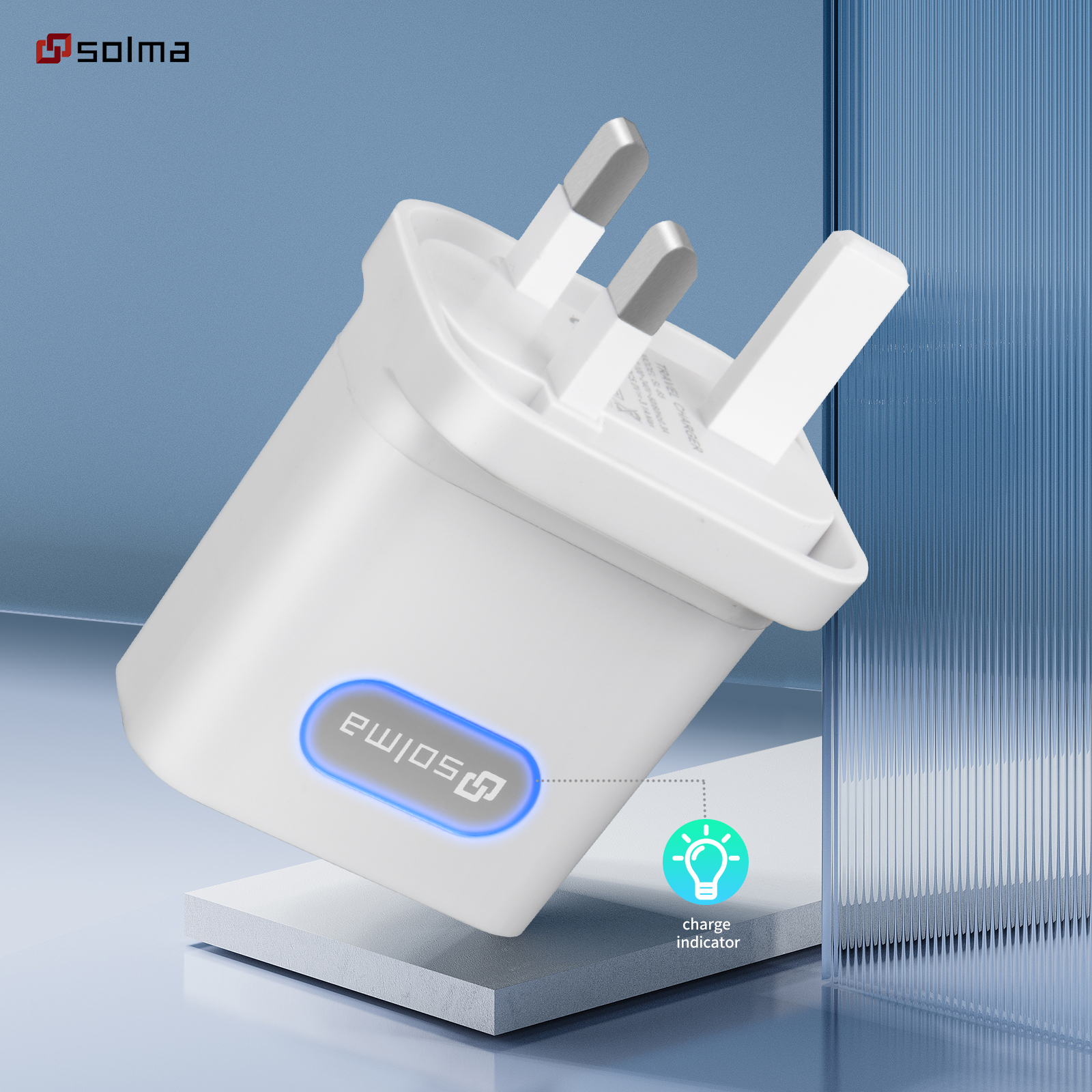 SOLMA UK standaard oplaadkop 3-poorten 3.1A USB-oplader voor iPhone Xiaomi met display mobiele stekker universele snellader: Default Title