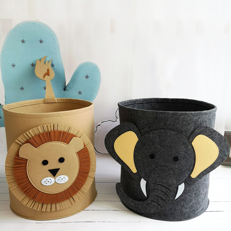 Baby Laundry Basket Sundries Storage Basket Foldable Toy Storage Bucket Dirty Clothes Container Folding Cartoon Animal Box