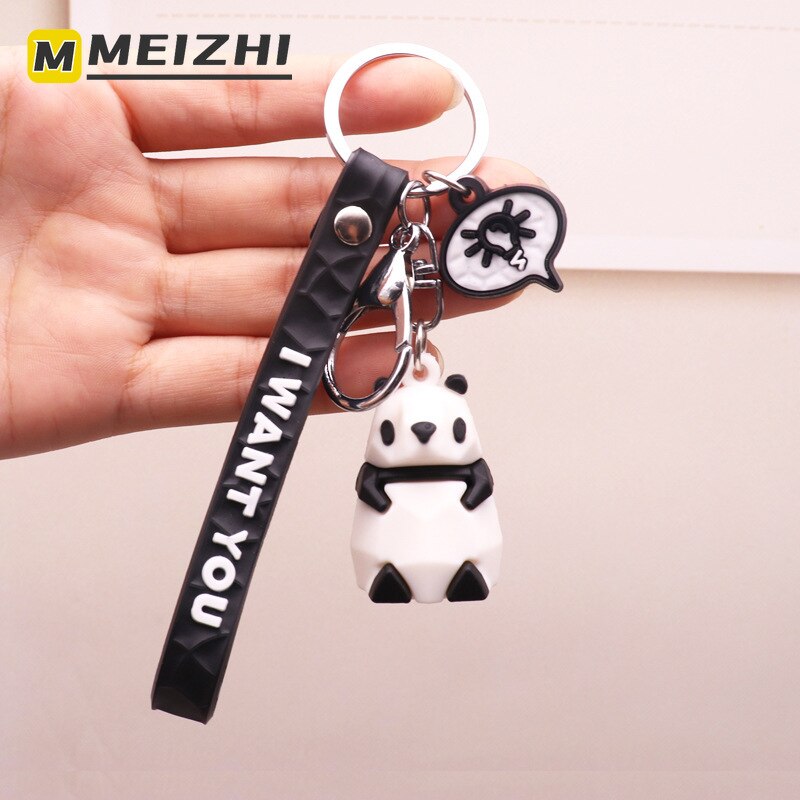 Meizhi cartoon geometrie sectie familie sleutelhanger tas paar hanger schattige dinosaurus panda sleutelhanger