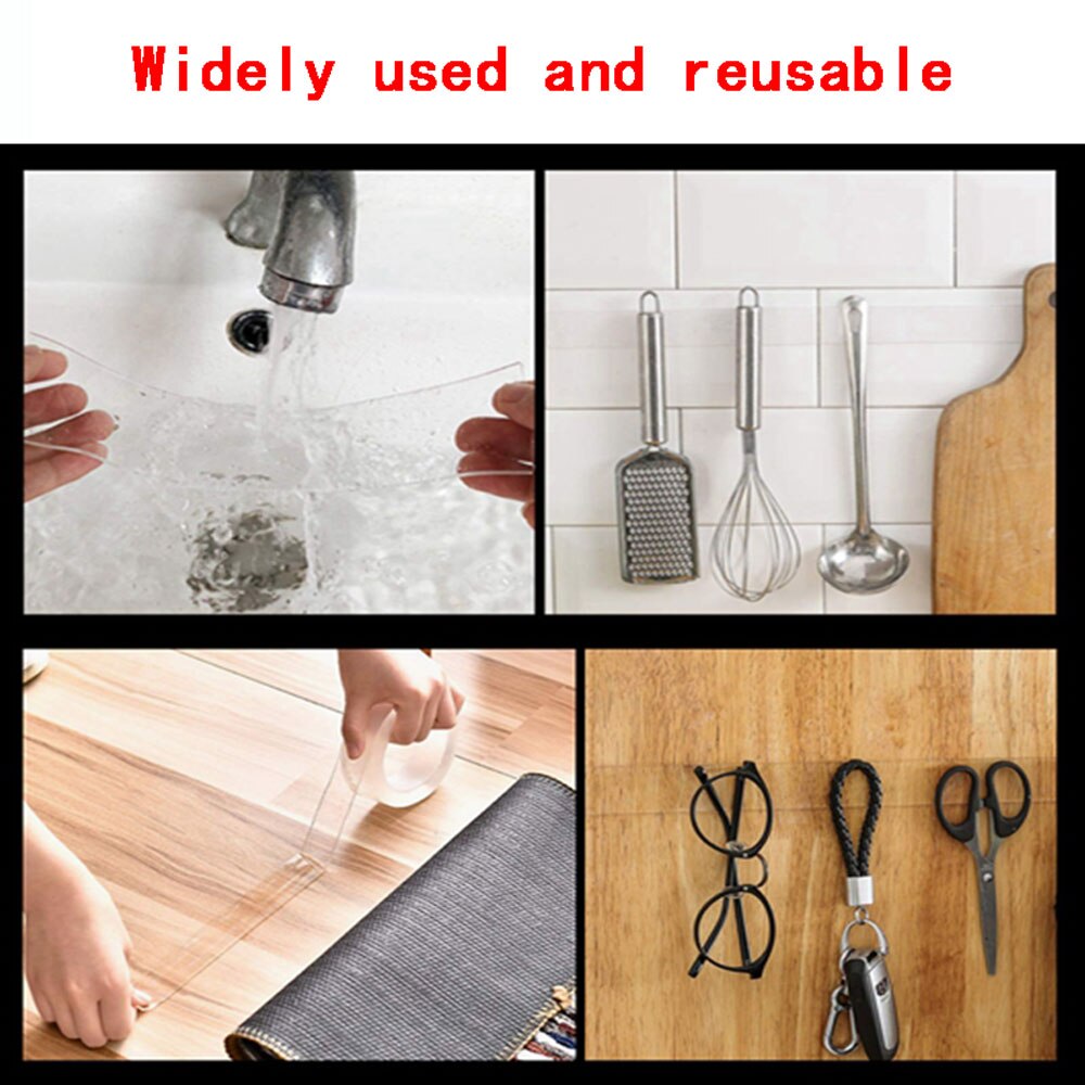 Nano traceless dubbelzijdige sticker transparante zelfklevende sticker herbruikbare afwasbare waterdichte dubbelzijdige tapes