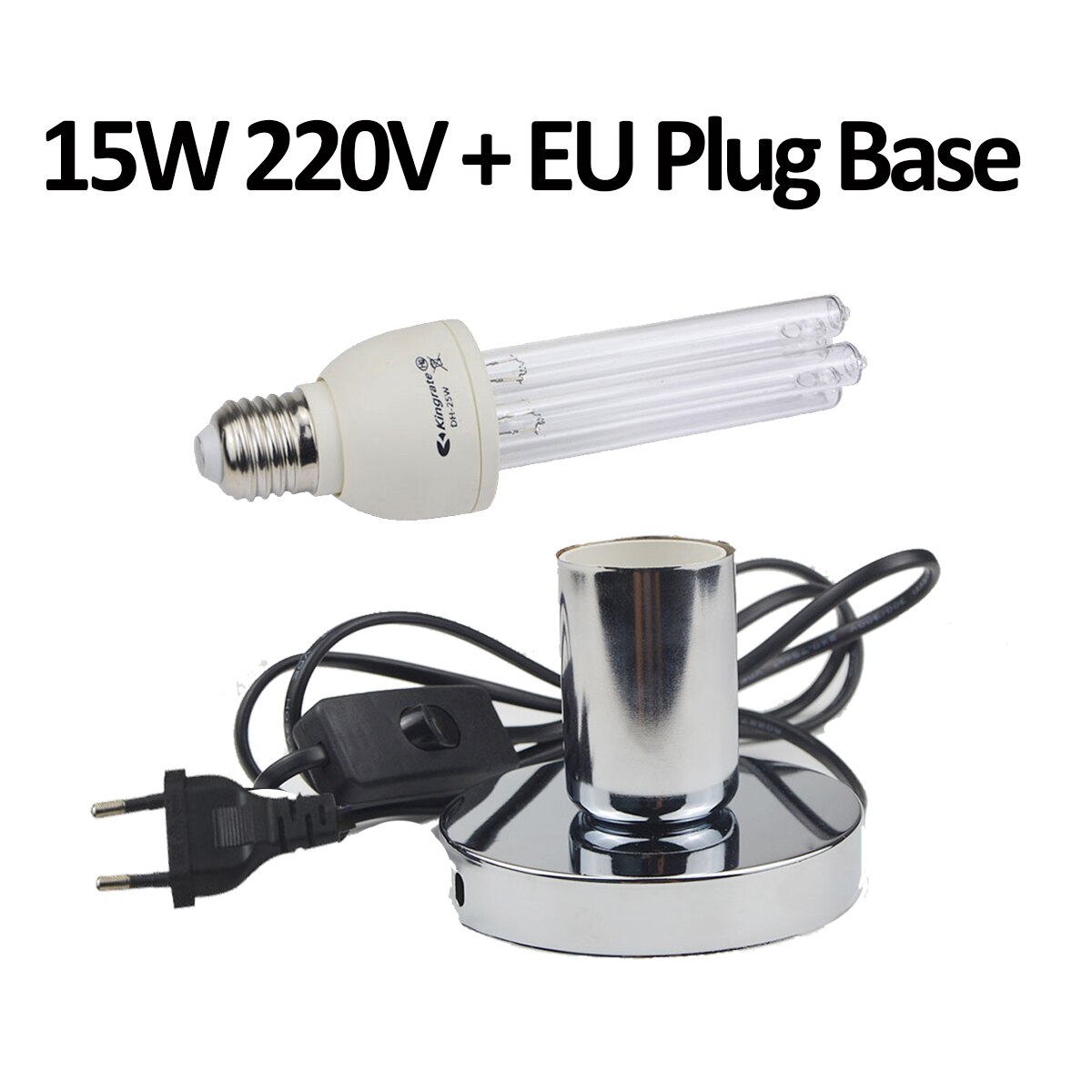 Lámpara de cuarzo UVC para desinfección hogar lámpara UV 220V 110V lámpara bactericida lámpara germicida E27 baño lámpara antibacteriana: 15W 220V EU Plug / With Ozone