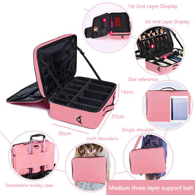 Estuche para brochas de Maquillaje, bolsas de Maquillaje, Maleta de Maquillaje completa, Maleta de tocador para mujer, Caja de almacenamiento de herramientas para uñas y cosméticos: Castaño