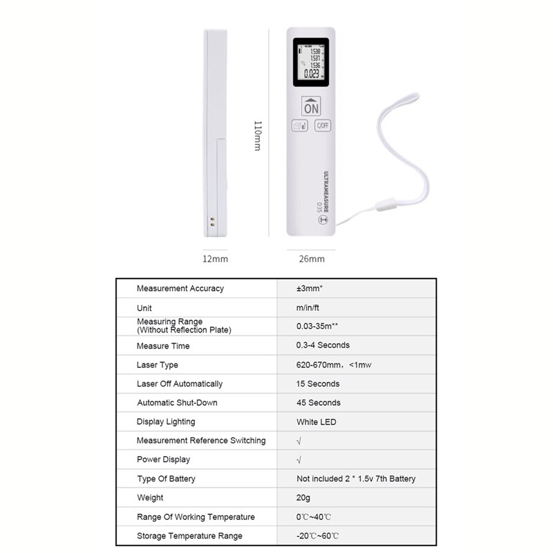 Portable Mini Handheld Distance Meter 35M Digital Rangefinder LCD Distance Area Volume Room Measurement Range Finder