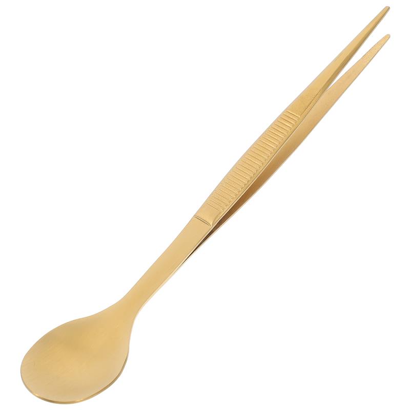 Multifunktionellt köksredskap 2 i 1 matredskap bärbar sked och ätpinne bestick i rostfritt stål metallsked ätpinne: Guld-