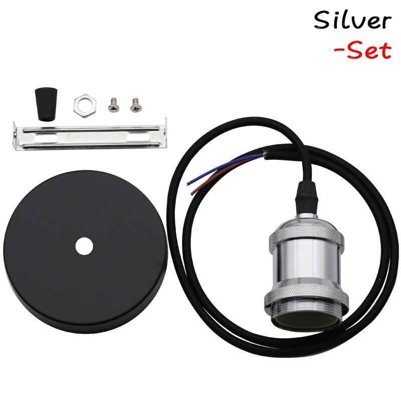 Vintage Hanger Gloeilamp Lamphouder E27 Socket Schroef Base 110V 220V Aluminium Industriële Retro Fittings Lamphouder voor Thuis: Silver Set