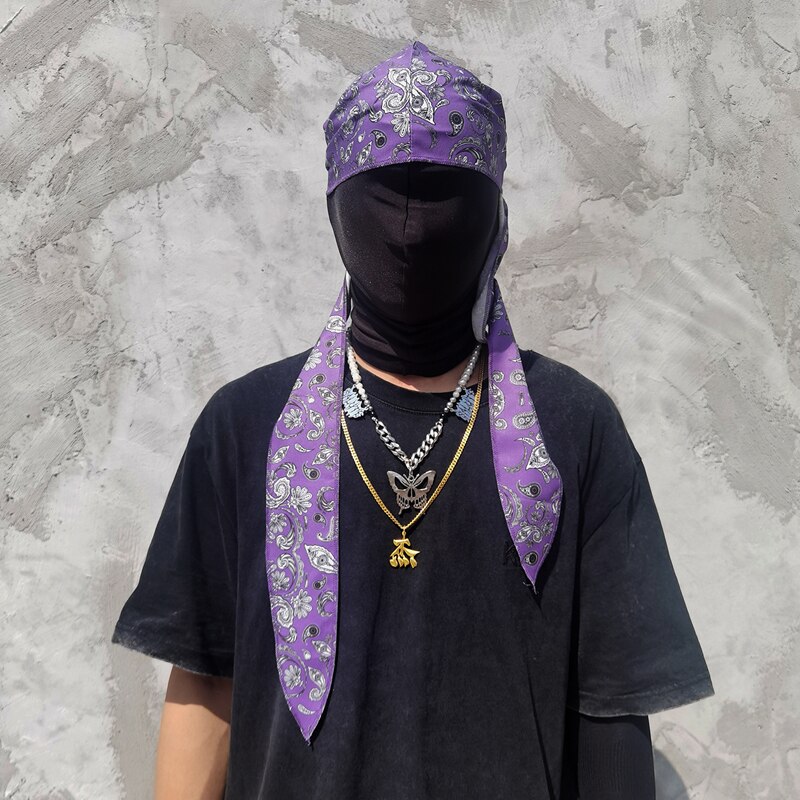 Durag Hiphop Schal Kopf Schals die Seide Schal Super Stoff für Männer und Frauen: Violett