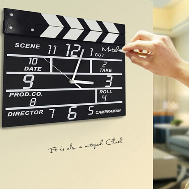 Meijswxj Electronic Wall Clock Saat Reloj Movie Clappers Wooden Clock The director plays the board calendar wall clocks