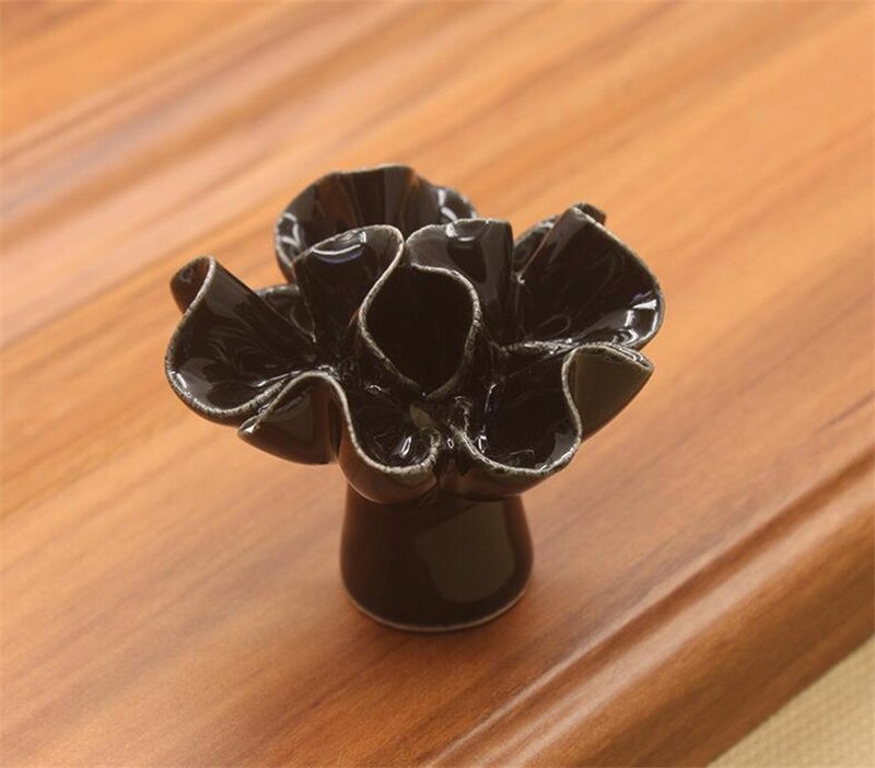 Boutons colorés pour meuble de fleurs en céramique de 40MM, poignées pour tirer de porte, placard, garde-robe, boutons de meubles