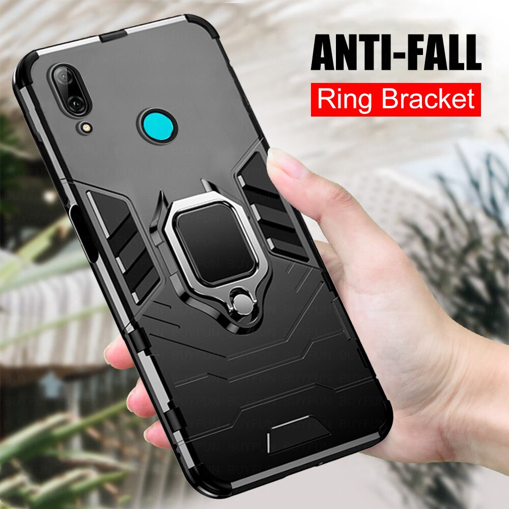 Anel de dedo blindado suporte magnético caso do telefone para huawei p smart plus 2019 2018 p inteligente z psmart pro 2019 suporte anti-queda caso