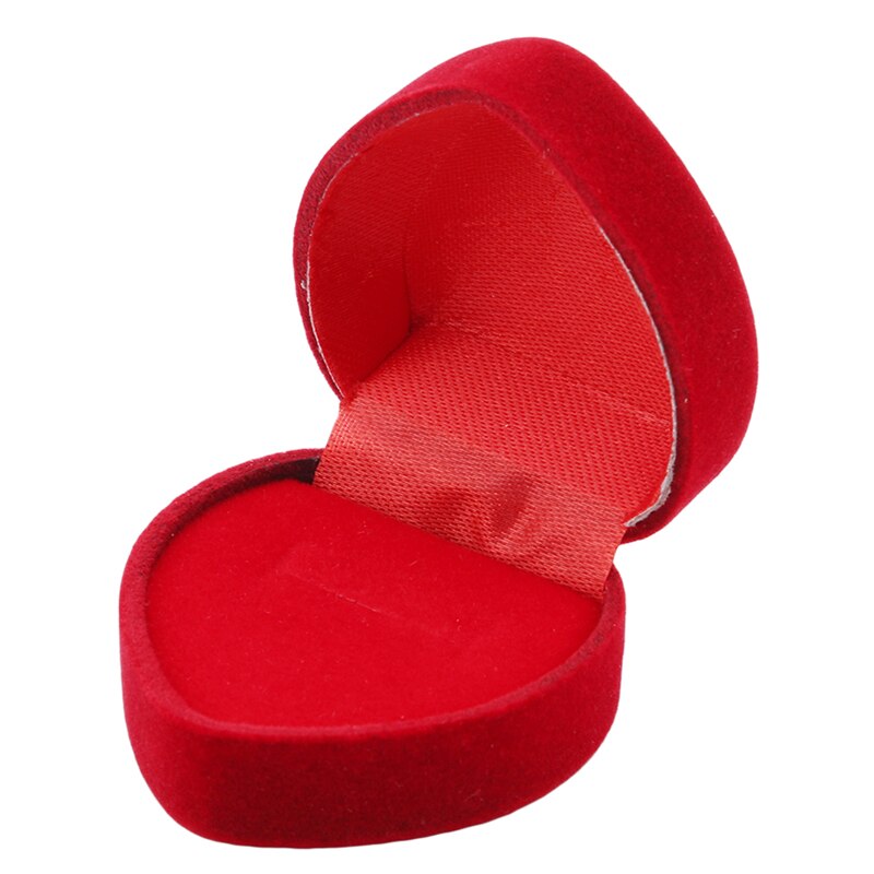 Mini Cute Red Folding Cases Heart-shaped Ring Box Display For Rings Open Cover Velvet Jewelry Box