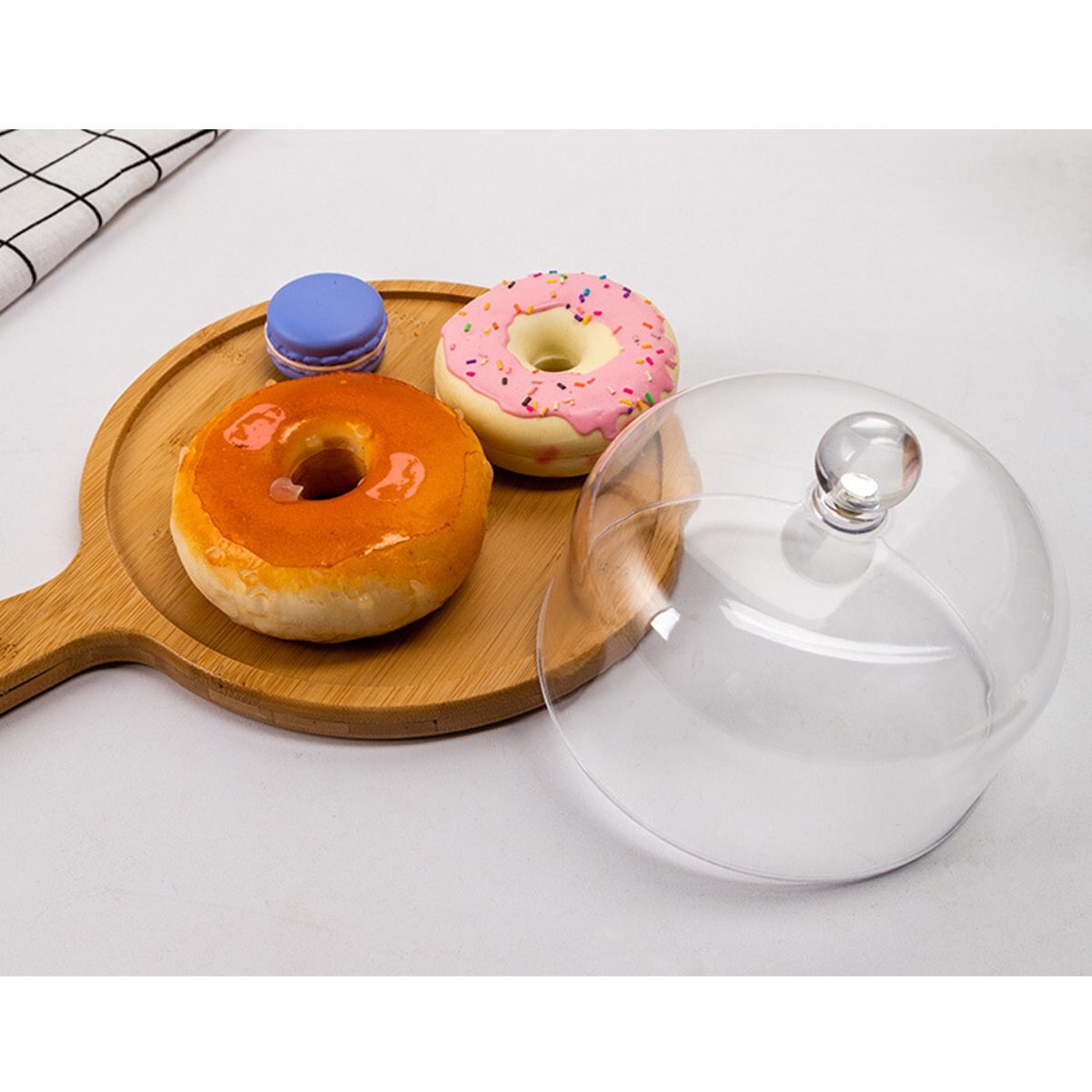 Transparent Acrylic Round Cake Stand Bamboo Tray Dust Cover Food Cover Dessert Display Stand For Weddings Birthday Decor 3 Size