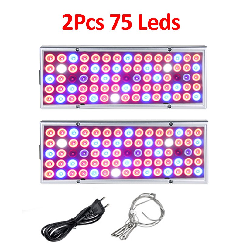 Indoor Led Full Spectrum Grow Light Phyto Lamp Phytolamp For Plants UV IR Led Lights For Plants Garden Hydroponic Lamp Grow Tent: 2pcs 75Leds / EU