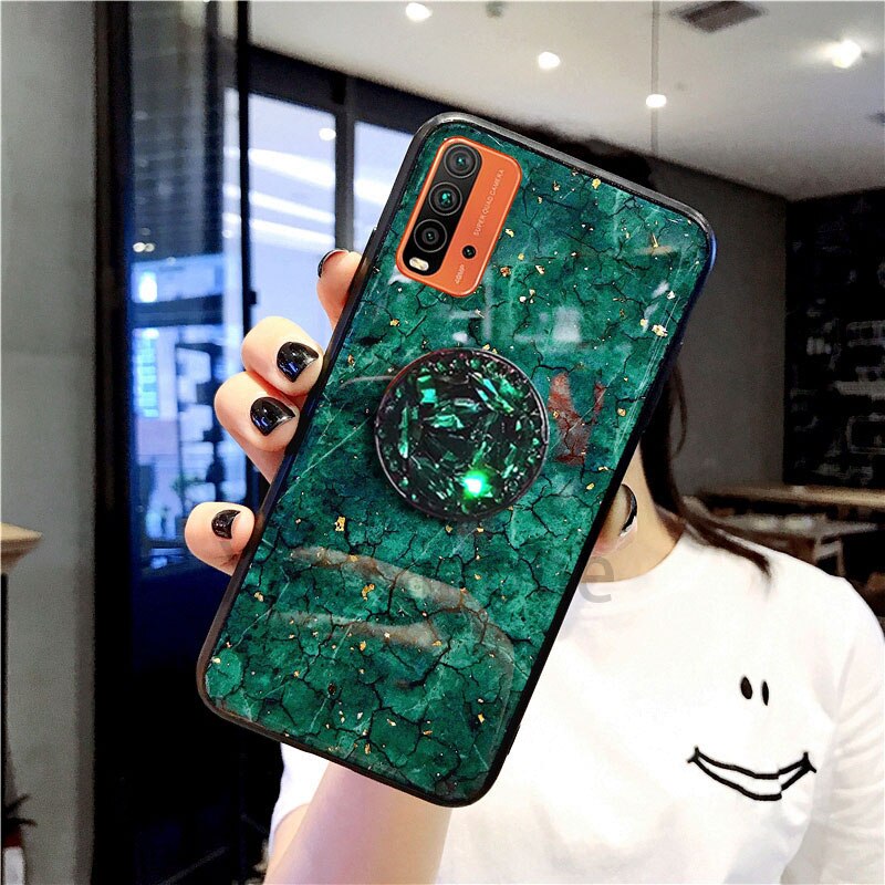 For Redmi 9T Soft TPU Rhinestone stand casing Redmi 9T cover: green