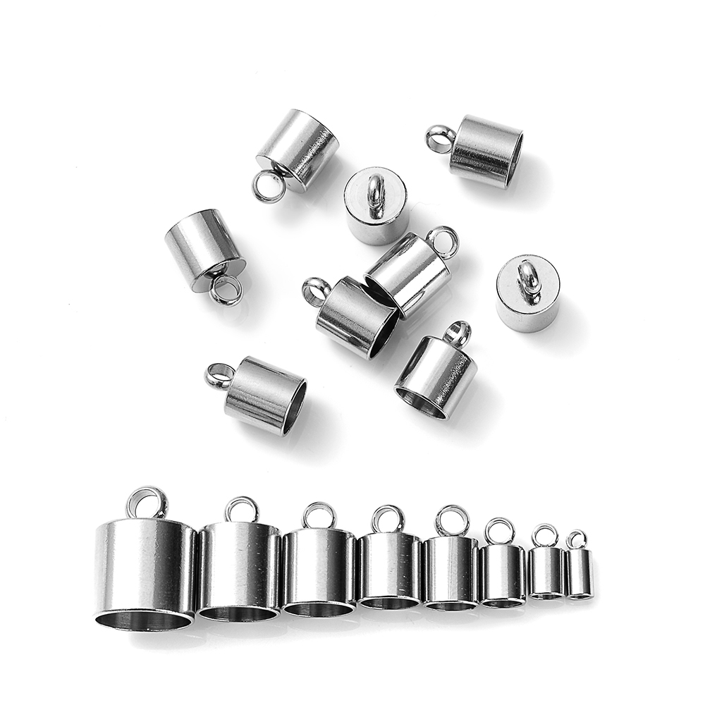2/3/4/5/6/8/10mm Stainless Steel Connectors End Tip Caps End Crimp Beads Thread Tail End Stopper for Jewelry Making Bracelet