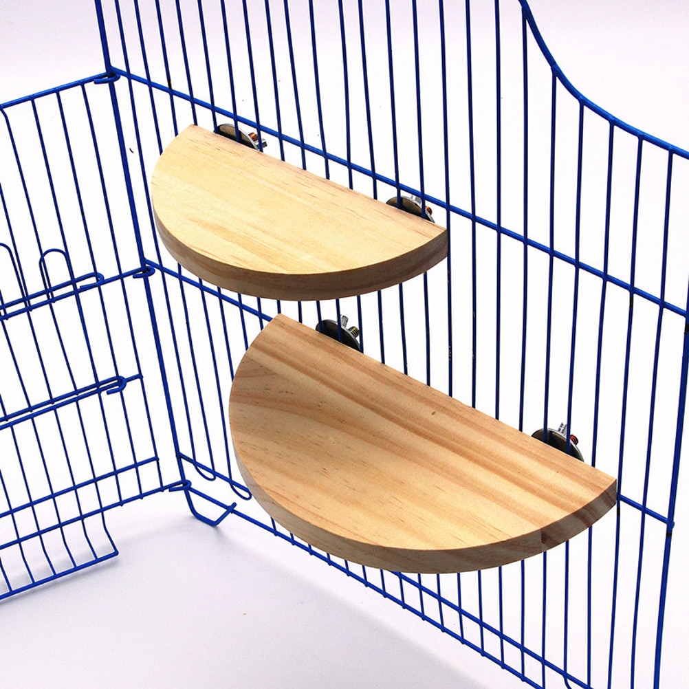 2 piezas juguetes de madera de trampolín espesan mascotas de pie de juguete semicírculo soportes de plataformas de hámster para animales pequeños pájaros loro
