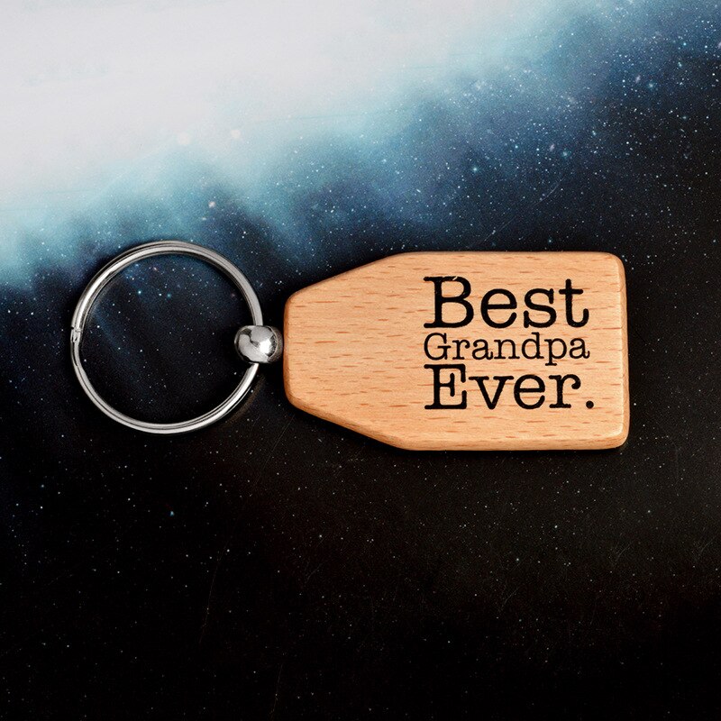 Juelee Natuurlijke Houten Sleutelhanger Sleutelhanger Ronde Vierkante Anti Verloren PAPA/VADER/OPA LIEFDE U MEER MEISJE JONGEN VRIEND Hout Sleutelhangers