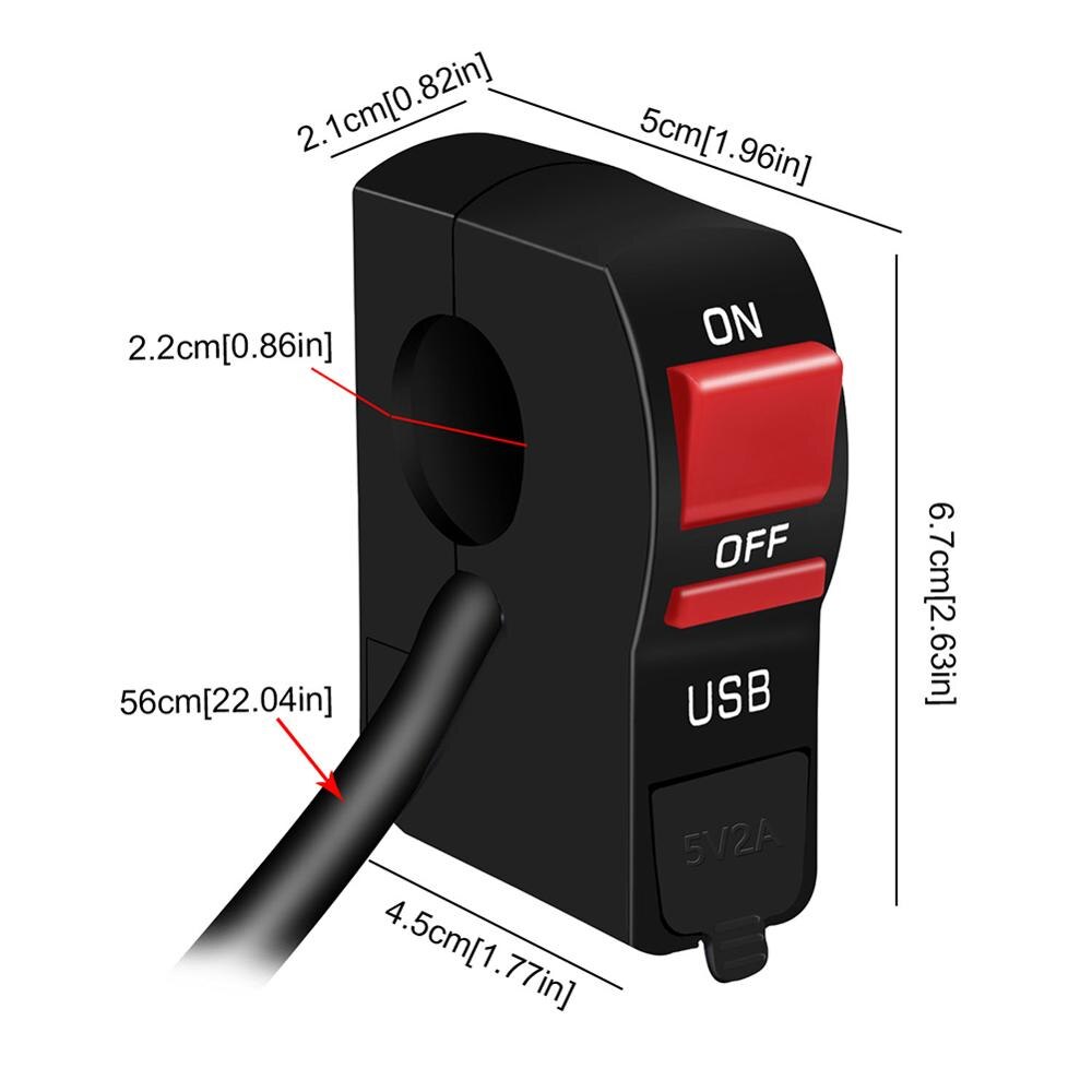 12V Motorrad Lenker Ladegerät Schalter USB Motorrad ABS Telefon Ladegerät Elektrische Starten Schalter Stecker drücken-Geschmack Schalter