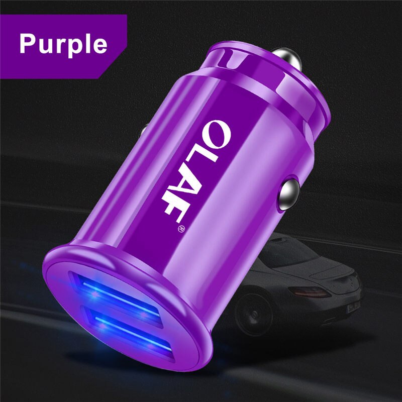 Caricabatteria Da auto doppio USB di Ricarica veloce per Samsung S8 S9 S10 iPhone XS Max Xiaomi Huawei mini Del Telefono mobile dell'automobile adattatore del caricatore in auto: viola