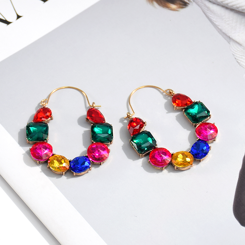 -Sell Colorful Rhinestones Metal Long Dangle Earring High Trendy Crystal Jewelry Accessories For Women