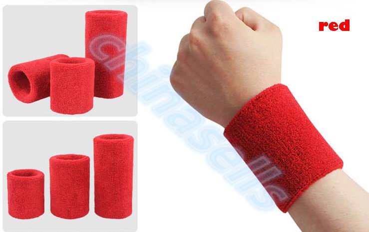 50pcs Sports Sweatband Cotton 8*8cm Terry Cloth Wrist Sweat Bands Tennis Fitness Basketball Wristband Wrist Support Protector: Red