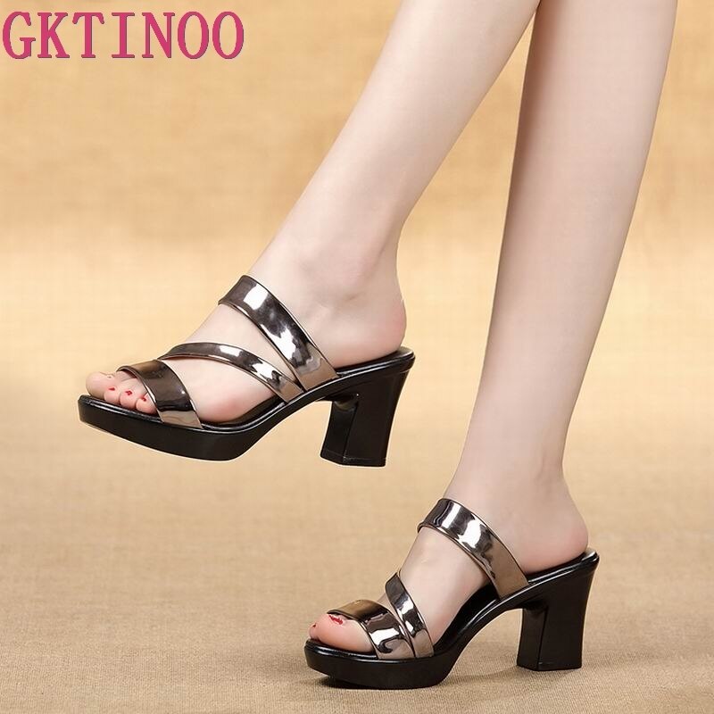 GKTINOO été femmes sandales diapositives chaussons pour femmes sandales chaussures épais talons hauts plate-forme chaussures sandalias mujer