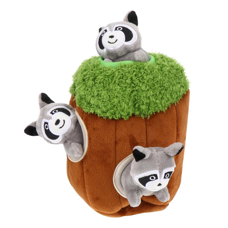 4Pcs Dog Squeaky Plush Toy Tree Trunk Squeaky Plush Toy Pet Chewing Plaything Hide And Seek Activity Game Toys For Dogs Cats
