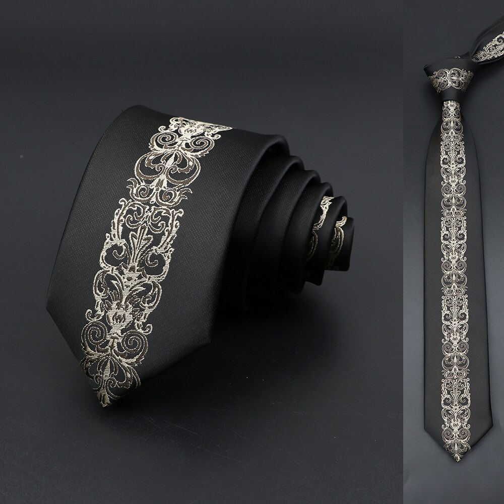 Skinny 6Cm Ties Voor Mannen Trouwjurk Stropdas Zwart Rood Bloemen Paisley Patchwork Tie Business Slanke Overhemd Accessoire cravate