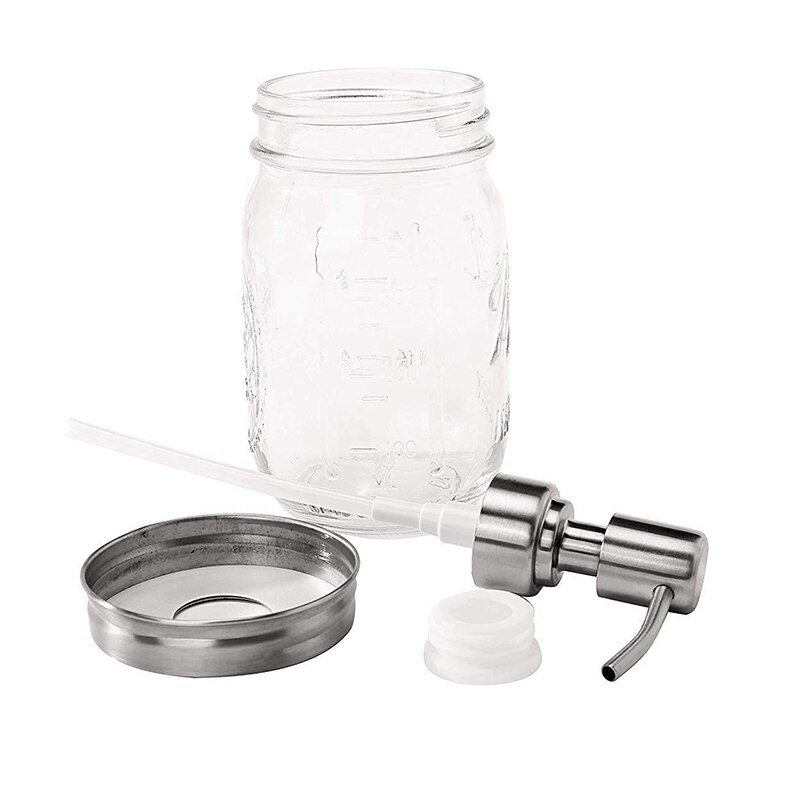Double Stainless Steel Soap Pump and Lotion Dispenser Lid,Replacement Rust Proof Soap and Lotion Dispenser Pump for Mason Jars o