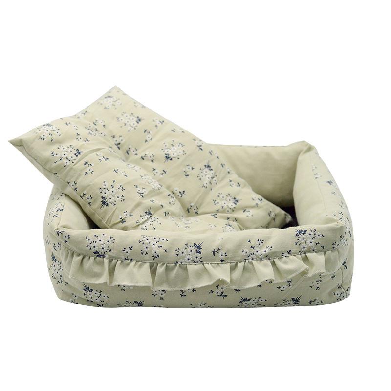 Stor størrelse solseng for katt vaskbar sovepose rosa prikker kurv hundesenger for store hunder vintervarme kennel myke putematter: R / S (42 x 35 x 12cm)