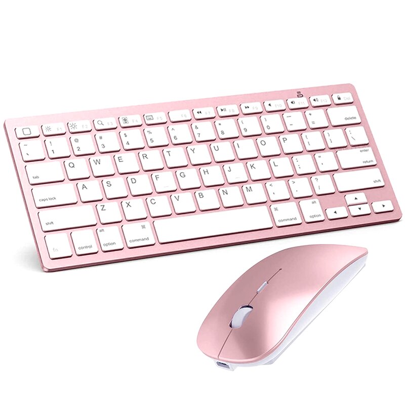 Bluetooth-toetsenbord en muiscombinatie, draadloos toetsenbord en muis voor ipad pro/air/ipad/iphone, ios 13 en hoger: Roségoud