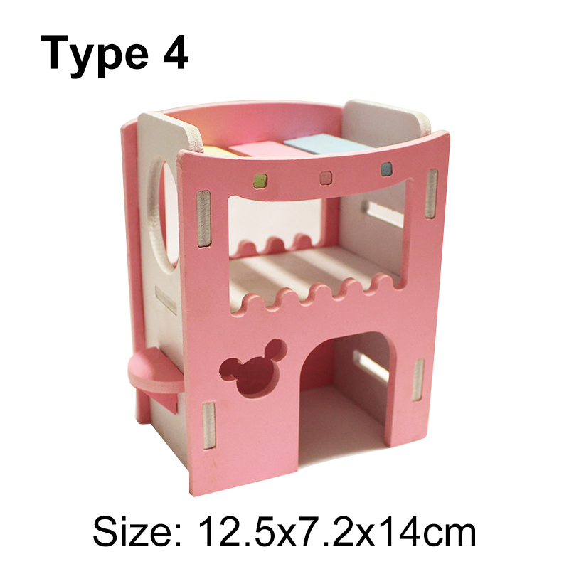 Mini cama de madera para casa de hámster, escalera de Chinchillas, nido de conejillo de indias para mascotas pequeñas, juguetes de jaula para mascotas pequeñas: 4