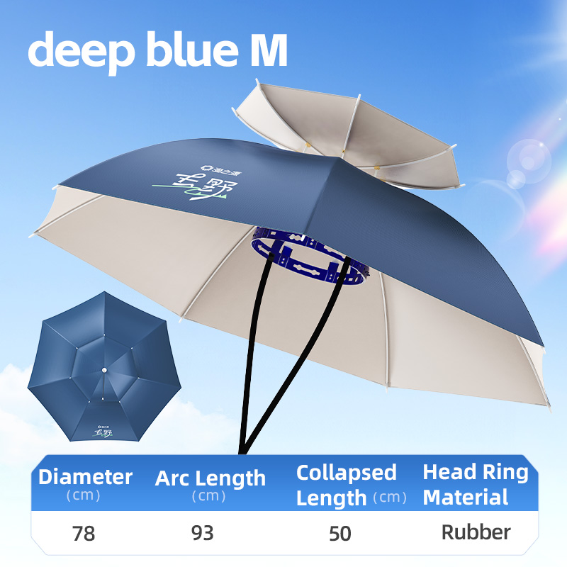 Chapéu guarda-chuva dobrável portátil upf 50 + proteção uv à prova d'água mãos-livres jardinagem e pesca para protetor solar: CÉU AZUL