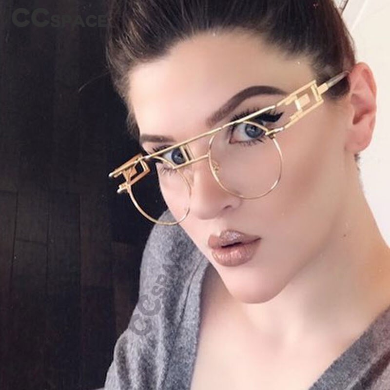 Retro steampunk runda glasögon bågar metall män kvinnor datorglasögon 46834