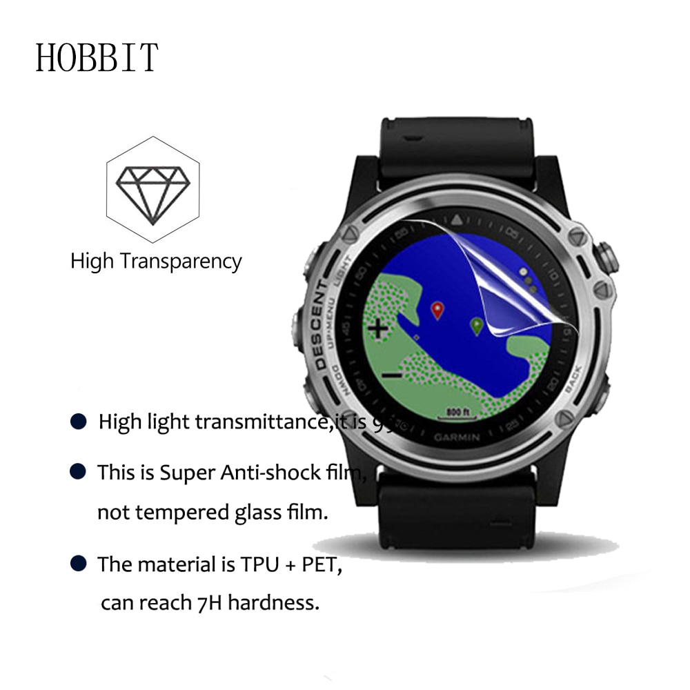 3Pack For Garmin Descent Mk1 Curved Screen Anti-Shock HD Anti-scratch Anti-bubbles Screen Protector Smartwatch Cover Film