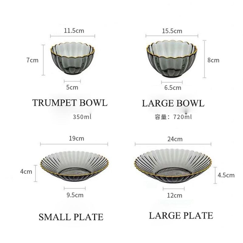 Porslin set nordisk stil phnom penh sallad kopp skål transparent glas skål set tallrik hem dessert tallrik frukt skål