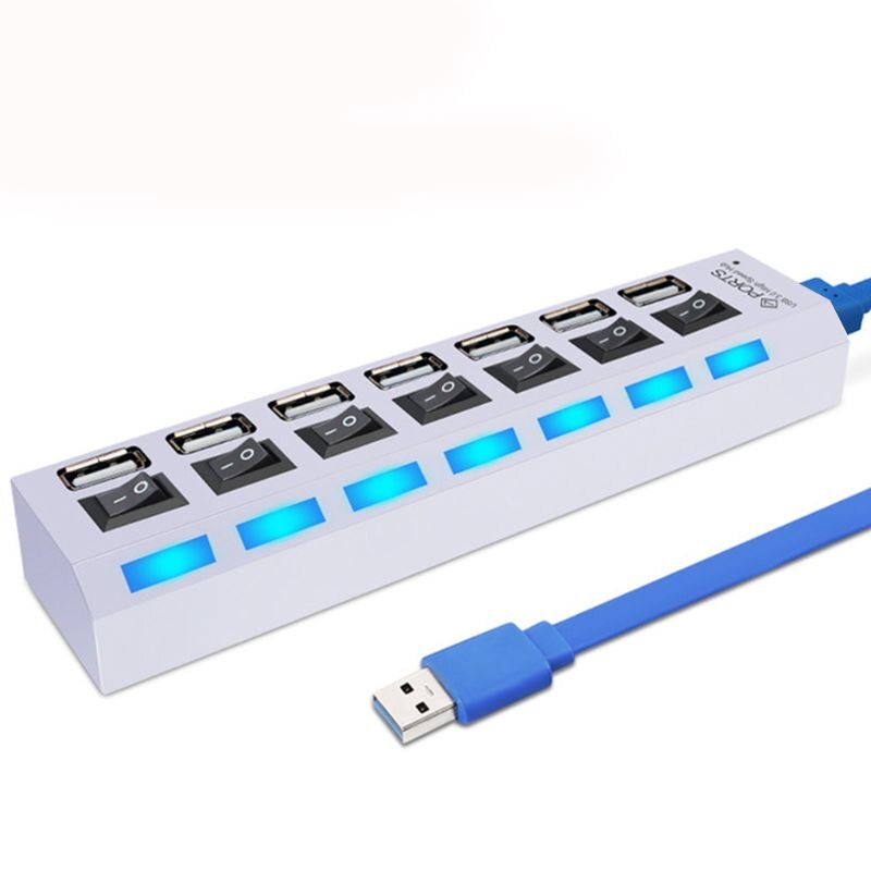 3.0 Usb Hub Splitter Meerdere 7 Port Hub Splitters Met Power Adapter Computer: WHITE