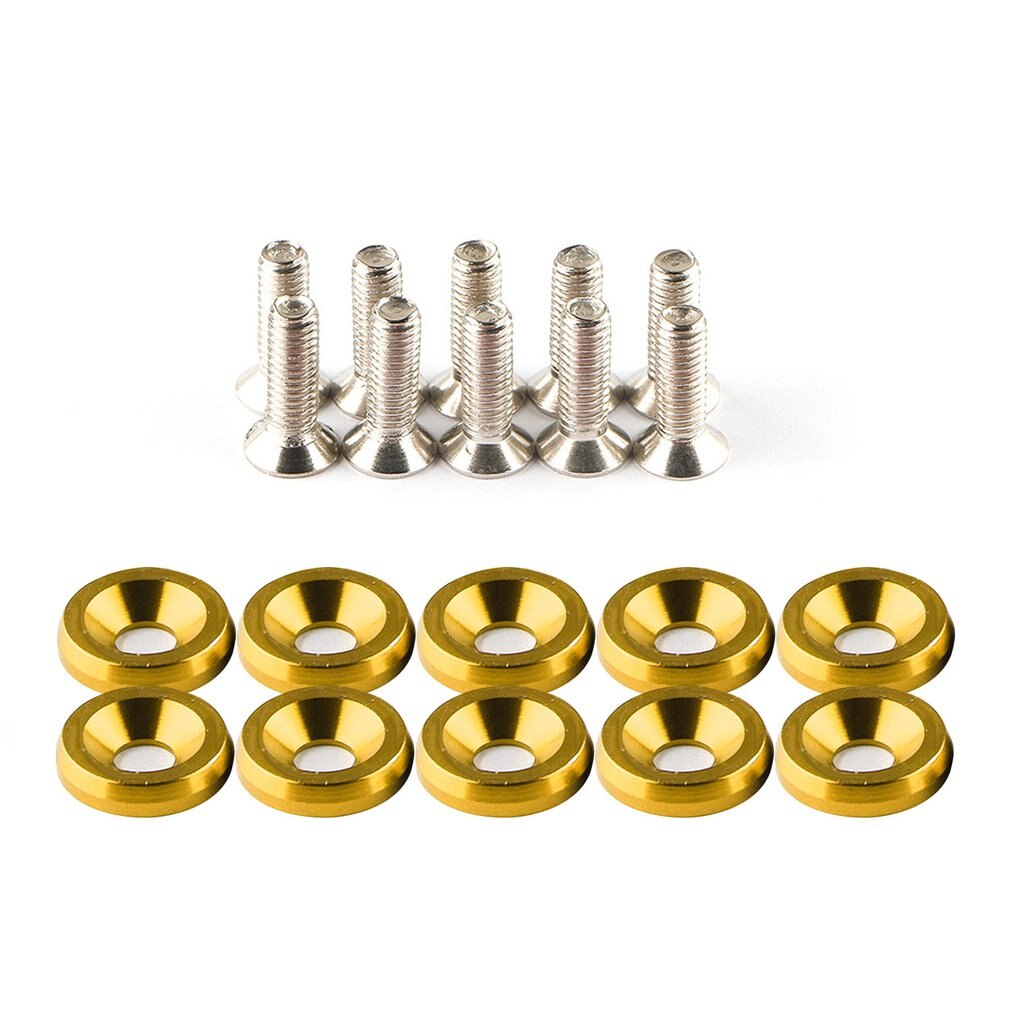 20 Pcs Fender Bumper Washer Bolt Stainless Steel M6x20mm CNC Billet Aluminum Fender Washer Engine Bay Dress Up Kit: Yellow