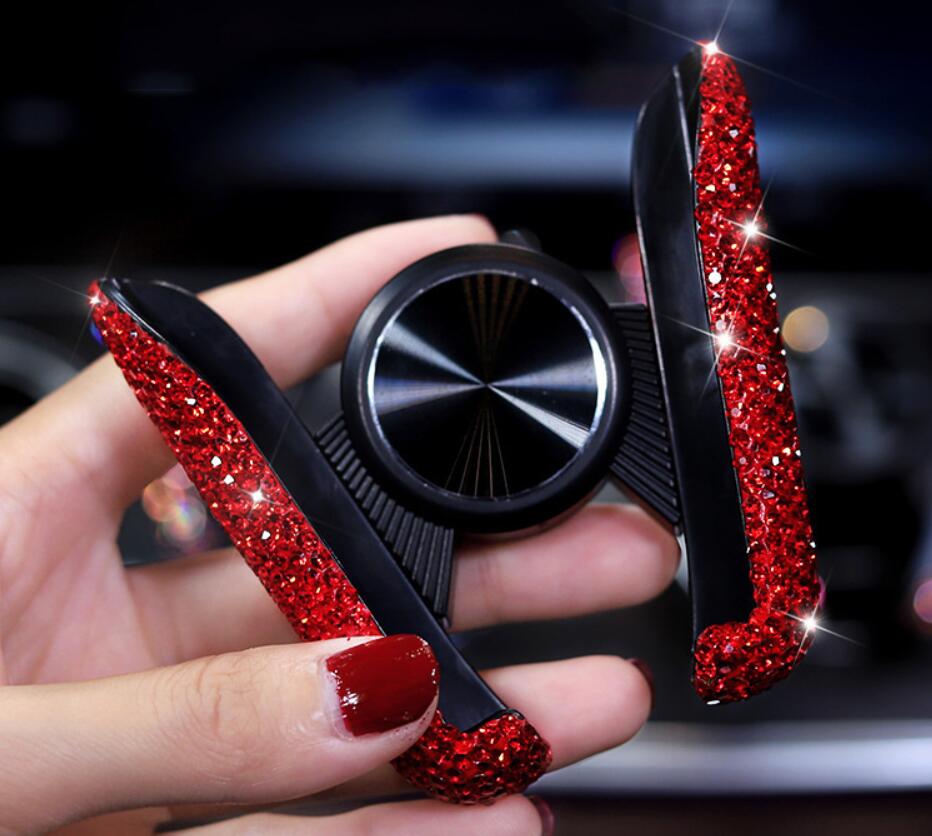 Krystall rhinestones universell bil telefonholder til iphone smarttelefon mobiltelefon auto holder stativ luftventil telefonholder: 06