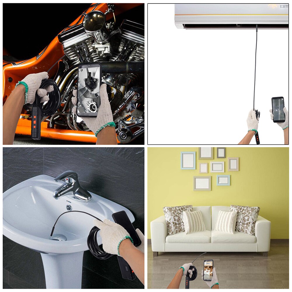 Industriale Endoscopio WiFi Periscopio Macchina Fotografica di Controllo Ad alta definizione 1080P 8 millimetri di Diametro della Lente costruito-in 8pz portato IP67 Impermeabile